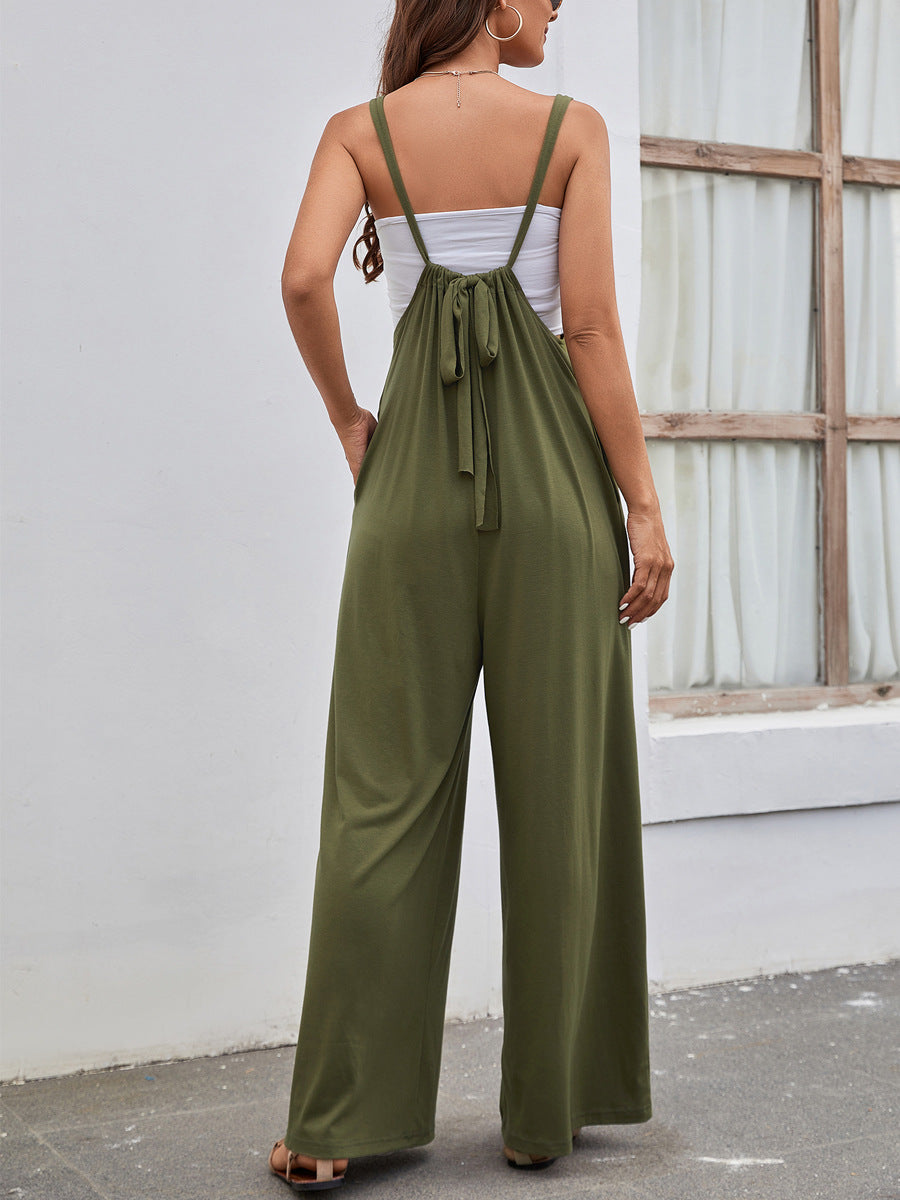 Strap High Waist Casual Wide Leg Jumpsuit