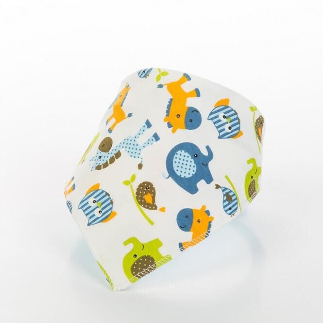 Children's Triangle Towel Baby Bib Saliva Towel Double-layer Cartoon Printing Double-sided Snap