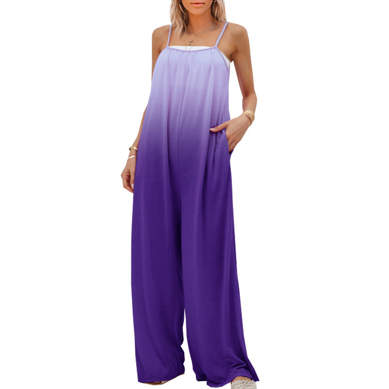 Women's Fashion Casual Loose Sleeveless High Waist Jumpsuit