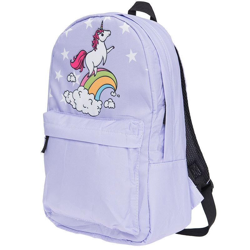 Children's Schoolbag Girls Travel Light And Practical Canvas Backpack Cute Cartoon Print Backpack