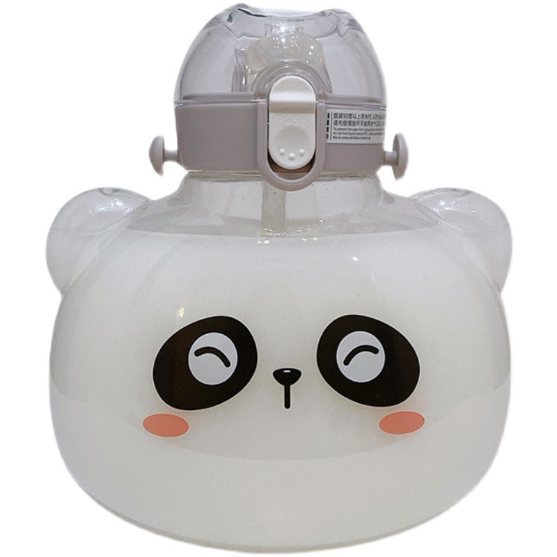 Cute Bear Large Capacity Water Bottle With Straw