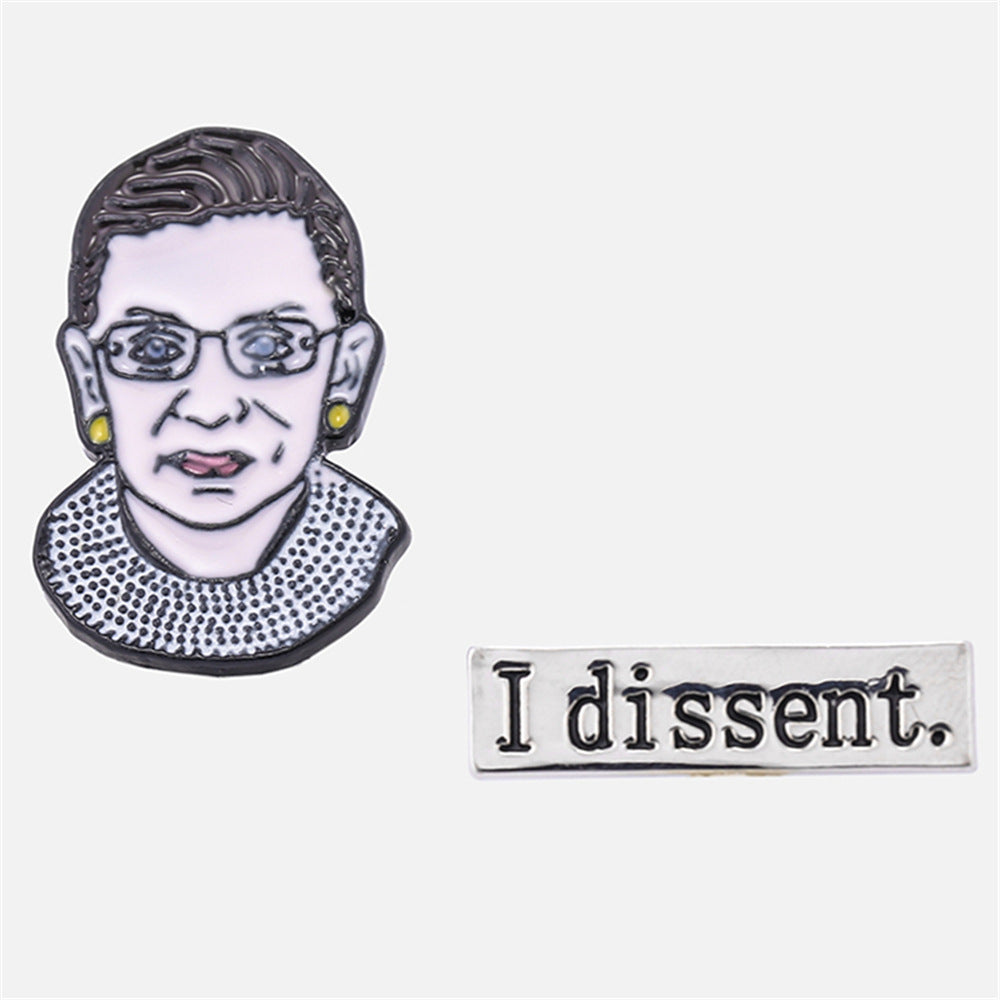 Ruth Bader Ginsburg Head Brooch