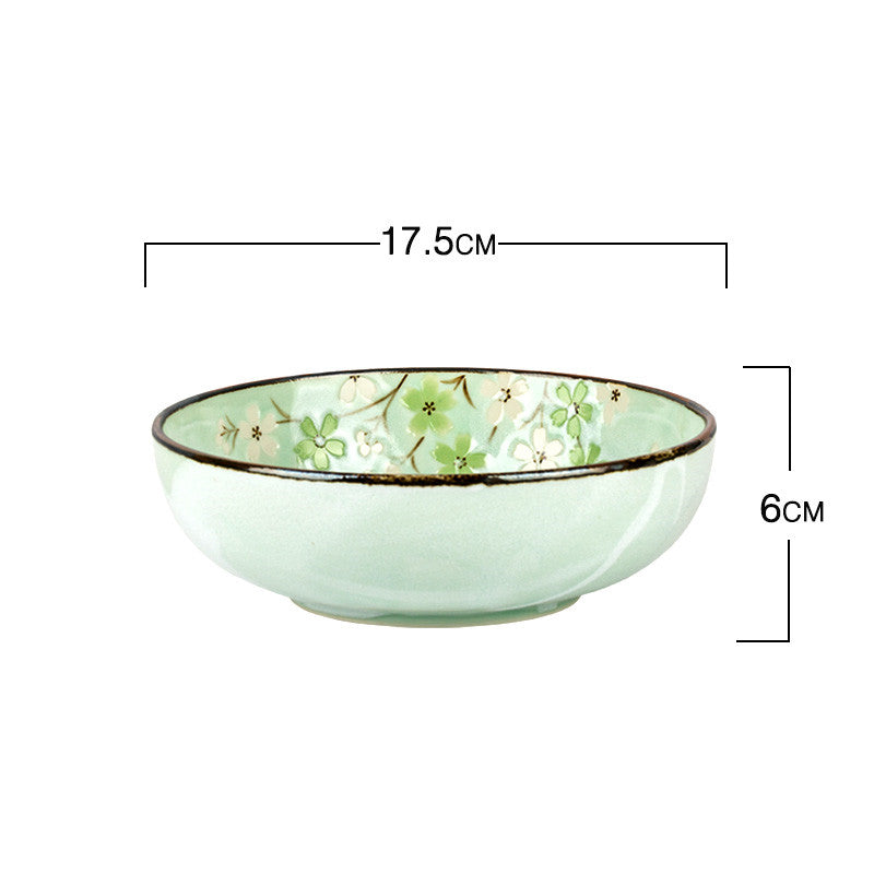 Underglaze Color Tableware Autumn Cherry Big Deep Plate Rice Bowl