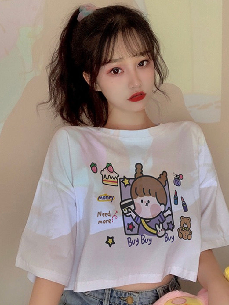 Top Short Loose Cute Hyun Ya Style T-shirt Women Trend