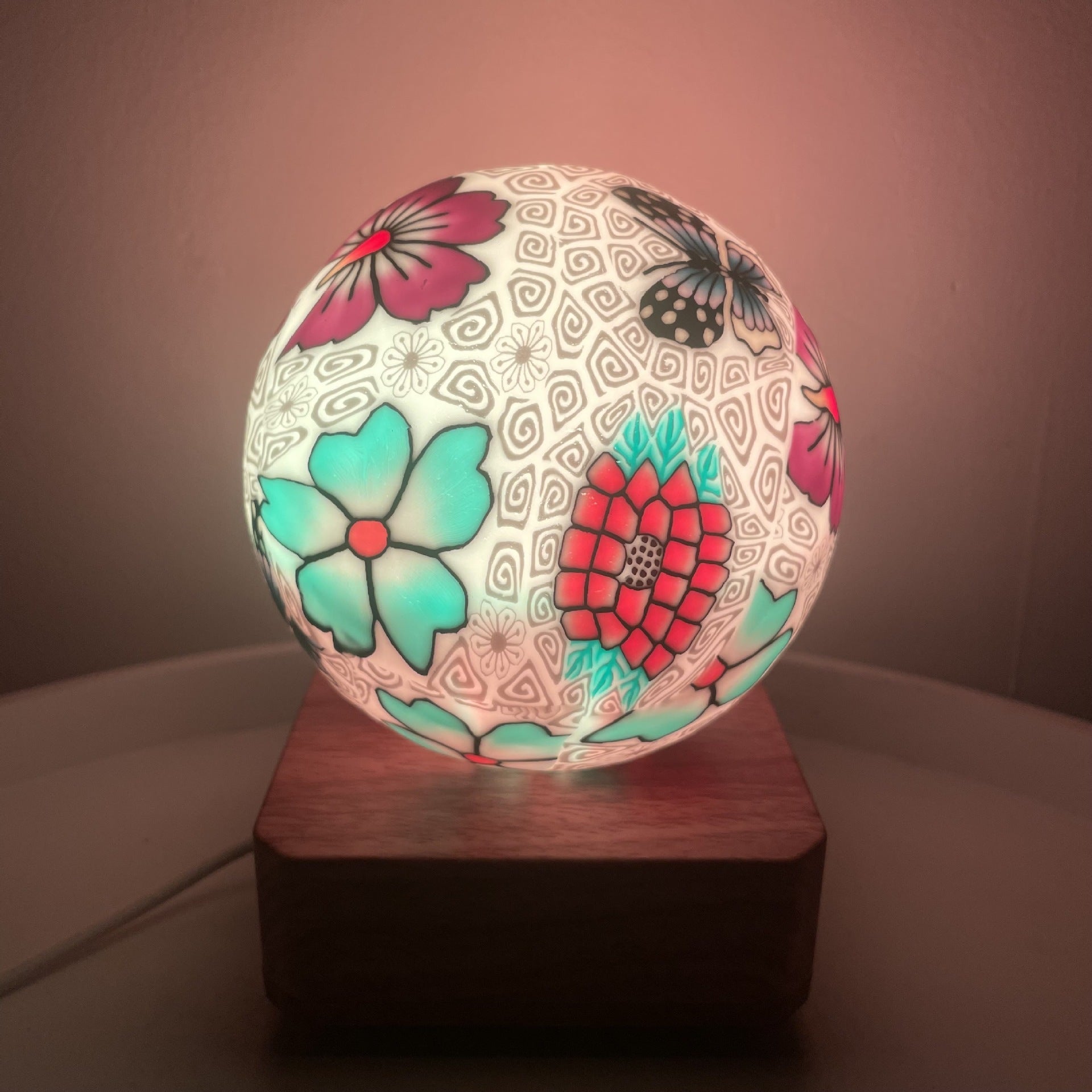 Glass Ball Lamp USB Plug In LED Colorful Dimming Soft Ceramic Glass