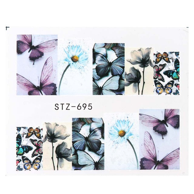 Ink Flower Series Nail Water World Stickers