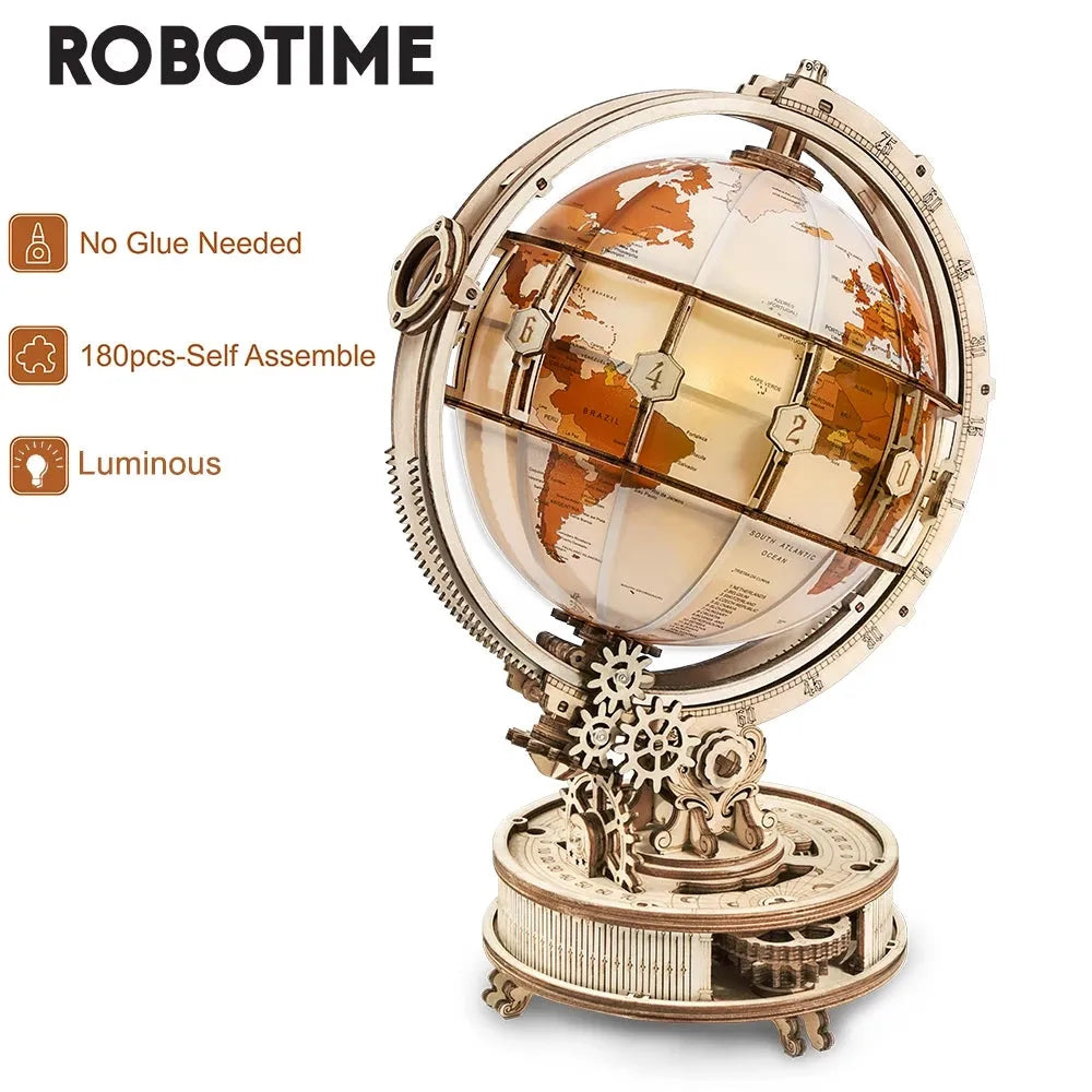 Robotime ROKR Globe 3D Wooden Puzzle Assemble Buliding Kits for Boy