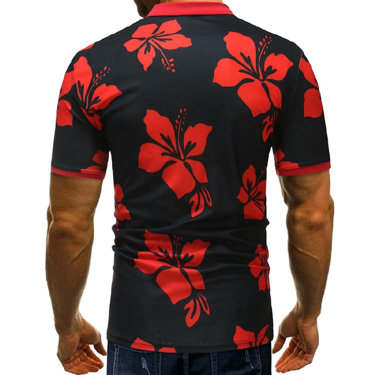 Fashion Printing Plus Size Casual Lapel Men's Short Sleeves