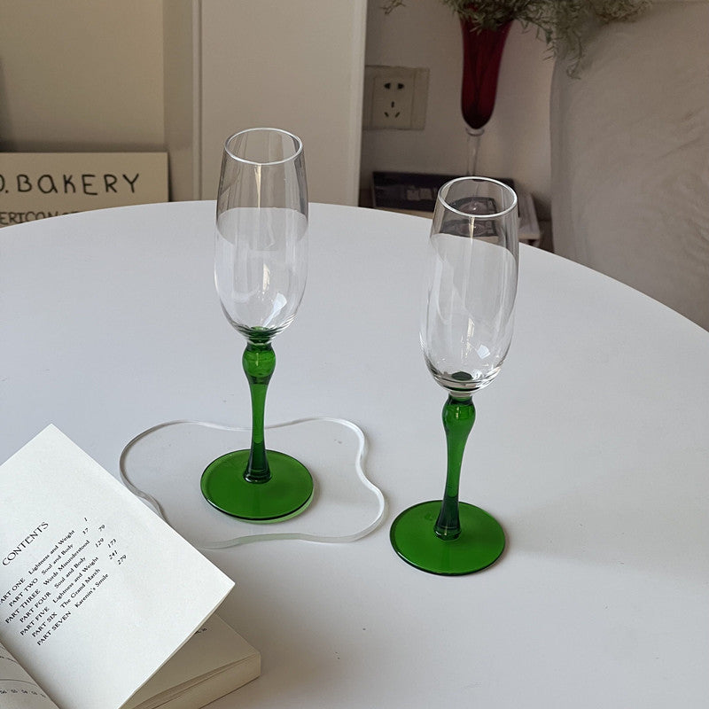 Household Tall Emerald Sparkling Wine Glass