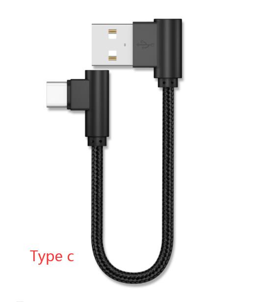 Double Elbow Braided Data Cable Micro Usb Android Mobile Phone Universal V8 Right Angle 90 Degree Charging Short Cable 20cm