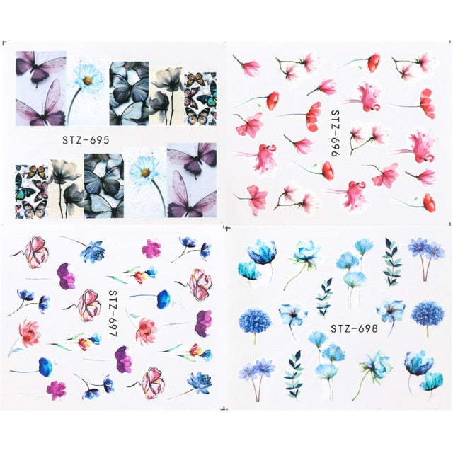 Ink Flower Series Nail Water World Stickers