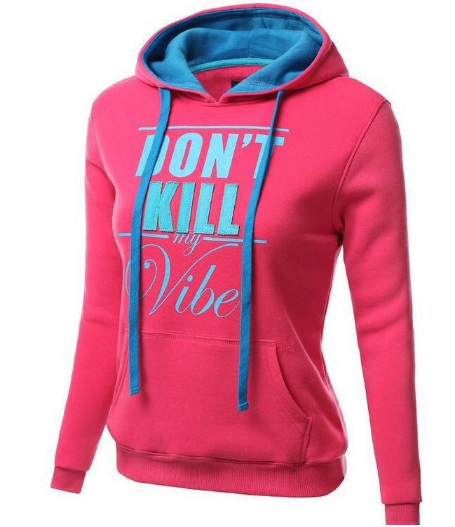 Casual Hooded Long Sleeve Slim Letter Sweatshirt