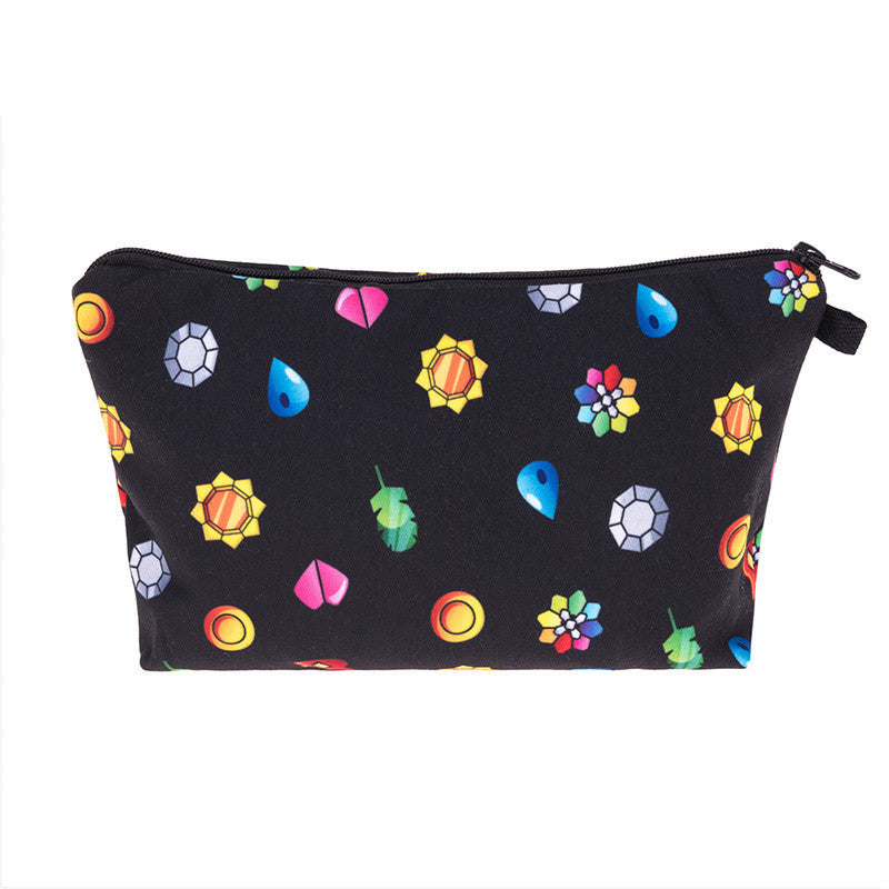 Digital Printing Cosmetic Bag Ladies Black Bottom Sun Storage Portable Washing Bag