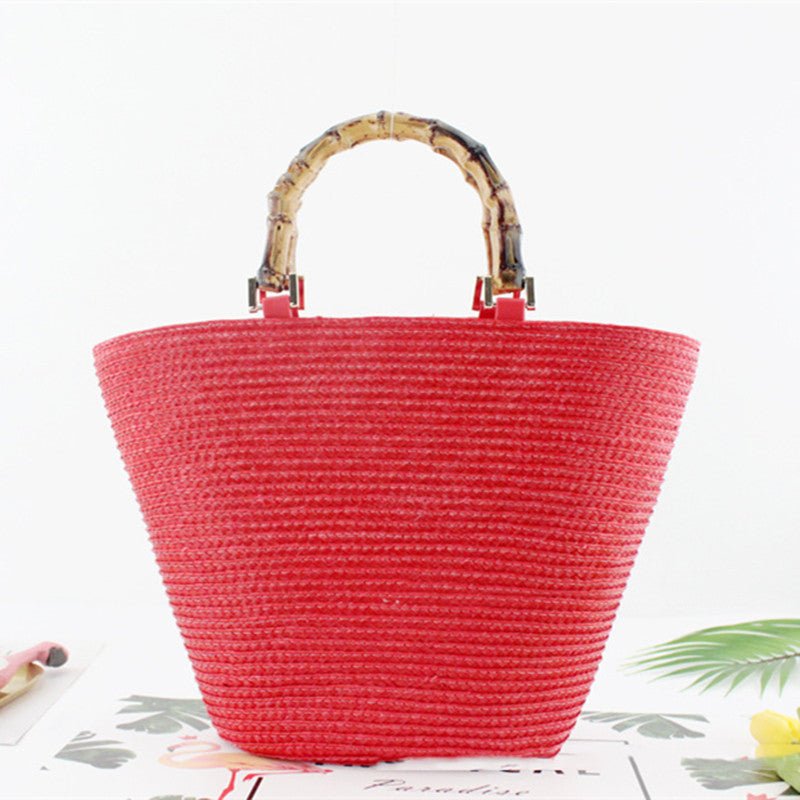 Women's Straw Stripe Casual Woven Bag