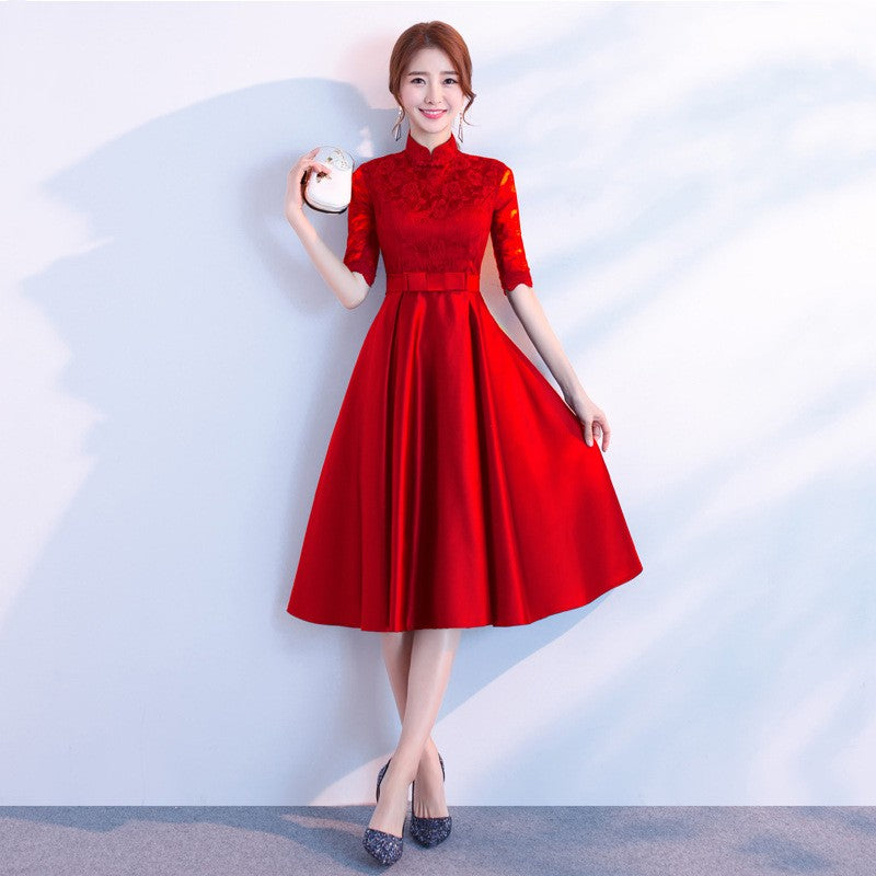 The End Elegant Long Sleeve Thin Company Annual Meeting Black Dress Dress Long Section