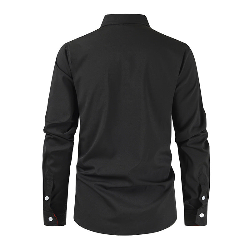 Long Sleeve Placket Fashion Contrast Casual Shirt