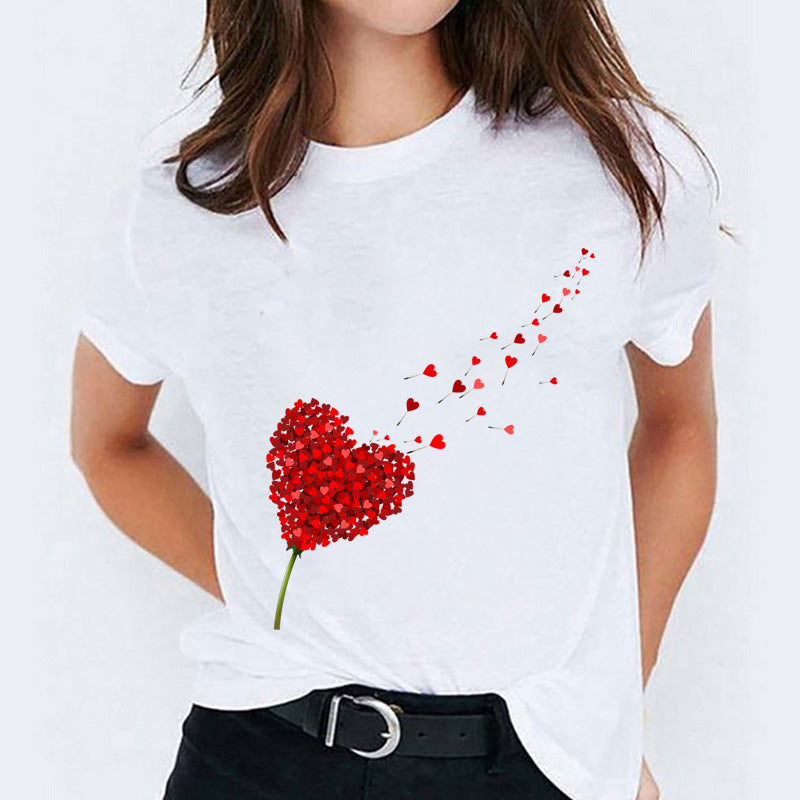 Cartoon Love Sweet Cute Short Sleeve