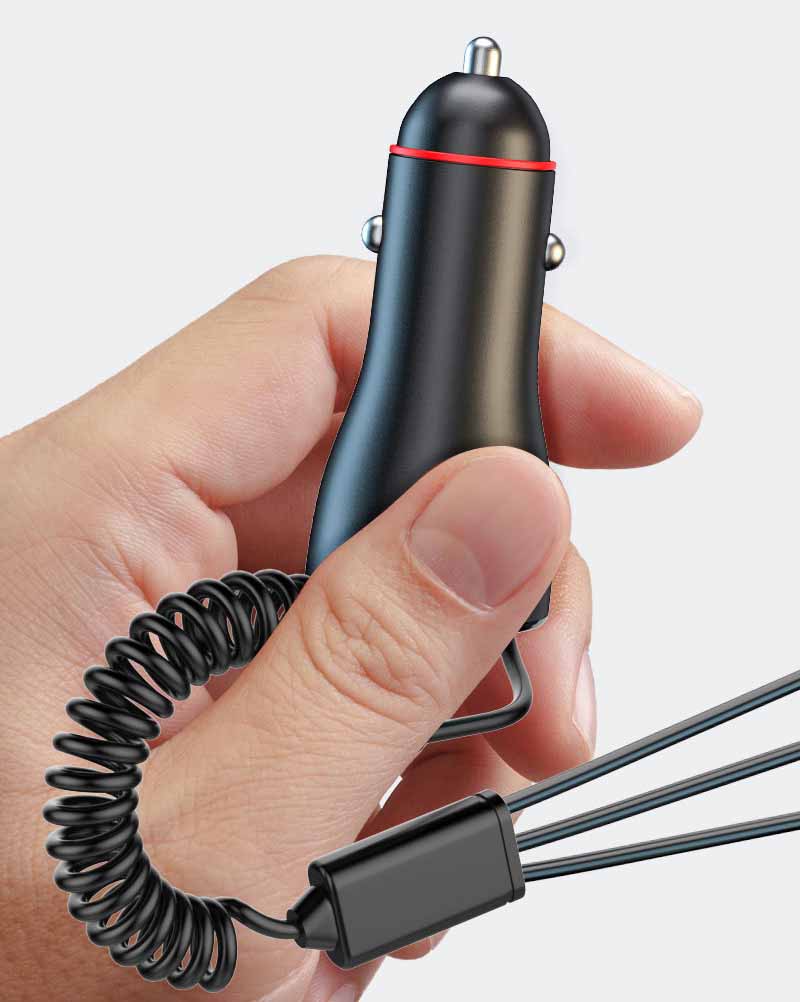 Multifunctional Dual Usb One With Three Wire Charger