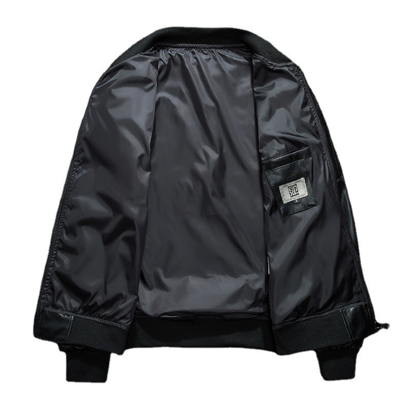 Baseball Collar PU Leather Bomber Couple Jacket