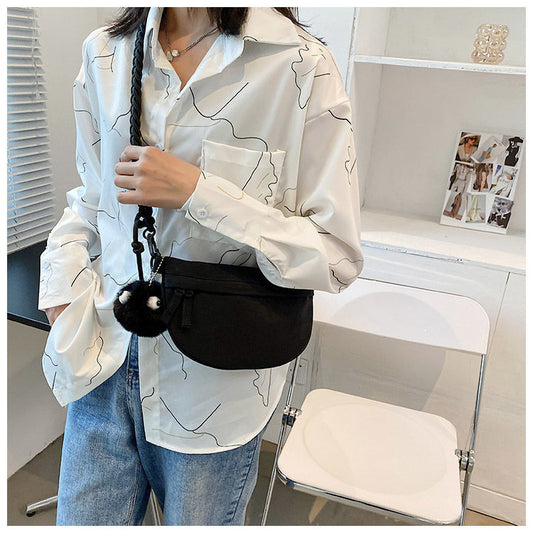 Solid Color Waist Bag Ins Casual Small Canvas Chest Bag