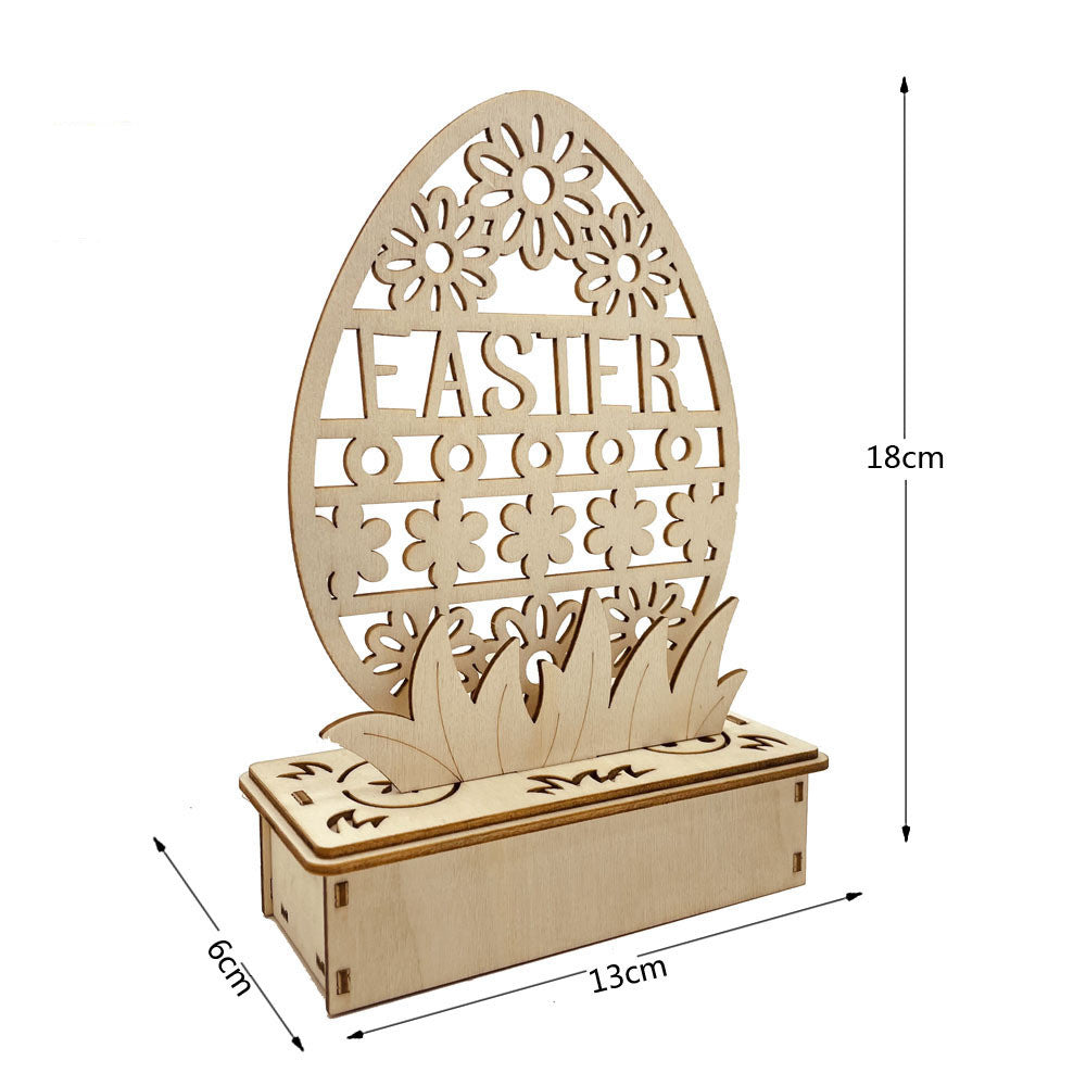 Wooden DIY Egg Shape LED Easter Ornament