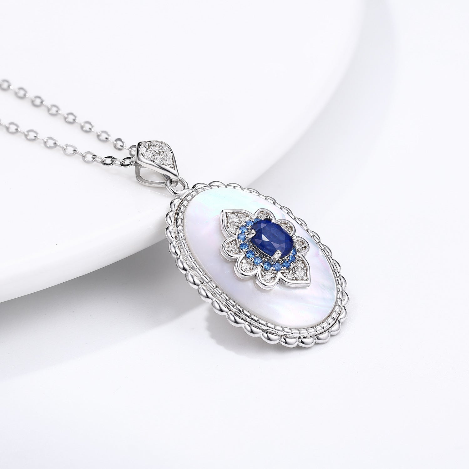 Sapphire Diamond Pendant 925 Sterling Silver Party Wedding Pendants Chain Necklace For Women Charm Jewelry