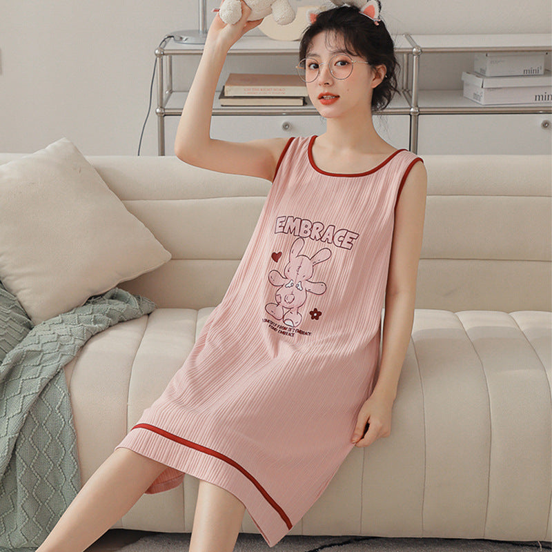 Women's Summer Sleeveless Vest Cotton Loose Dress