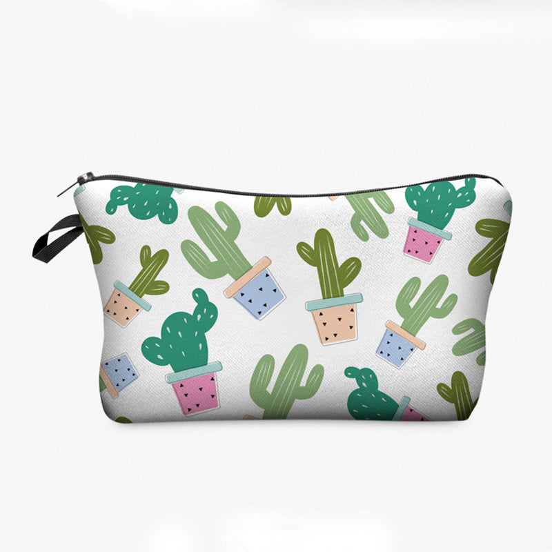 Multifunctional Storage Toilet Bag Cactus Print Cosmetic Bag