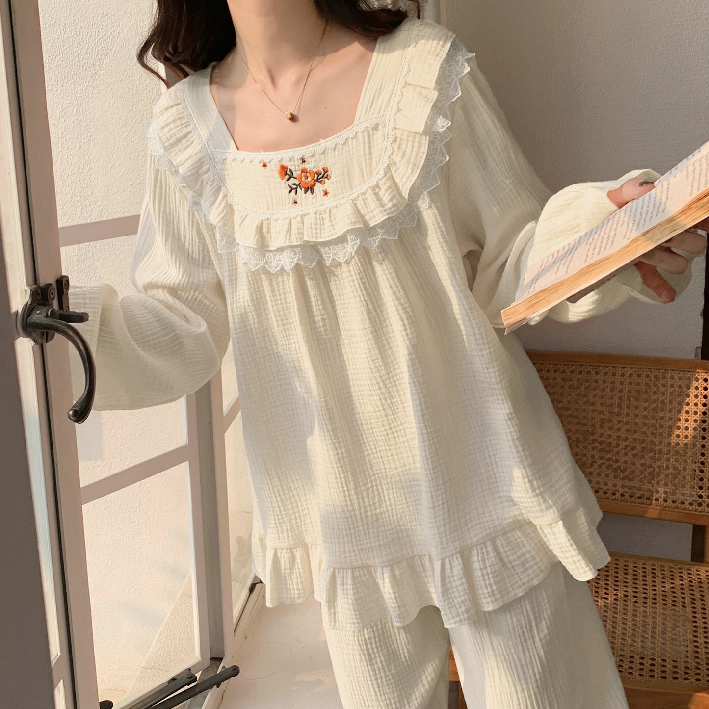 Japanese Pastoral Long-sleeved Pajamas Women's Suit