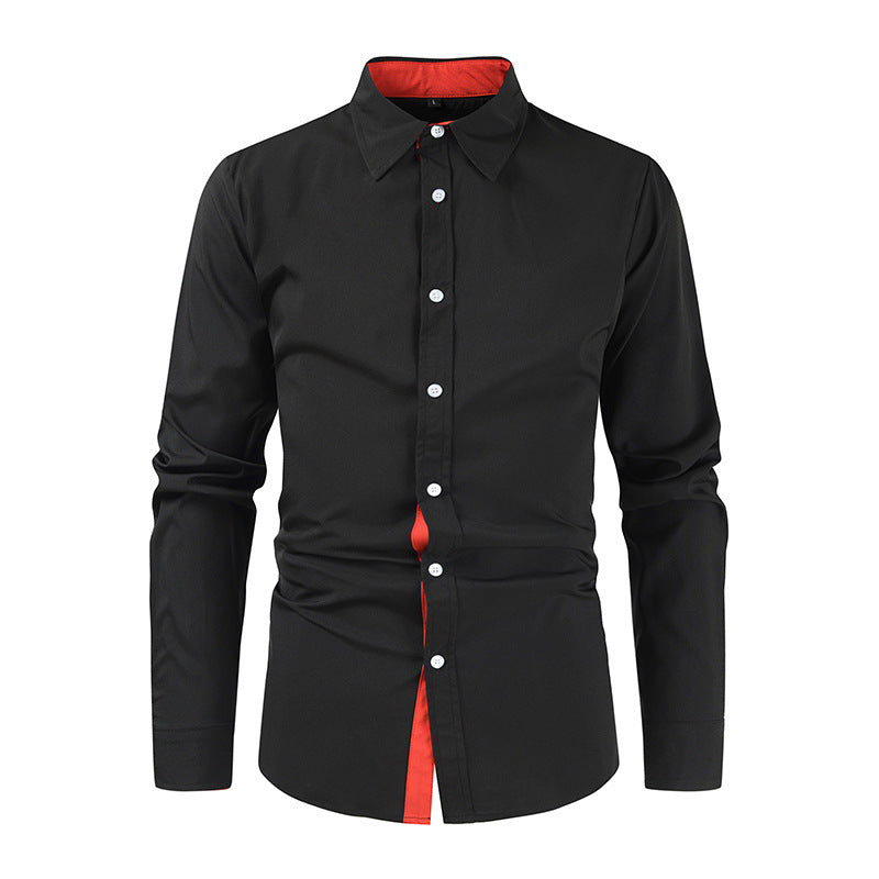 Long Sleeve Placket Fashion Contrast Casual Shirt