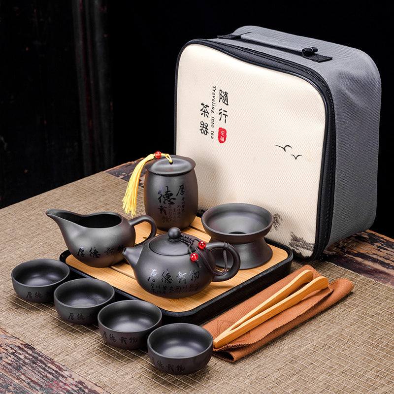 Zisha Travel One Pot Four Cups Portable Tea Set