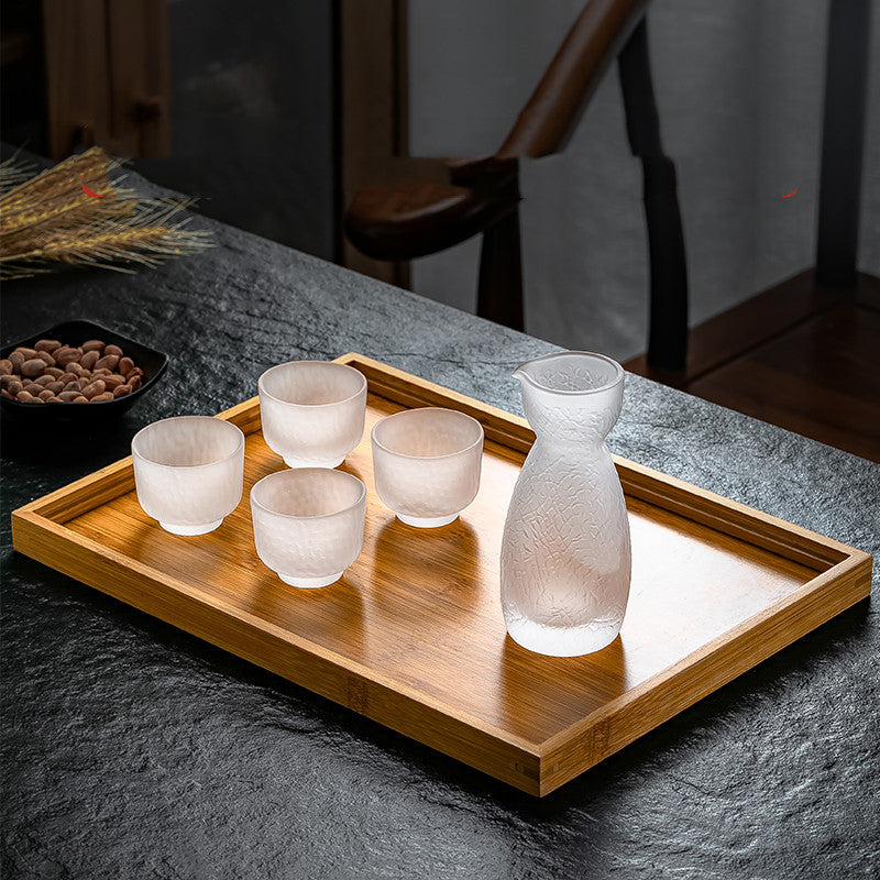 Japanese Style Frosted Sake Jug Set Glass Drinking Utensils