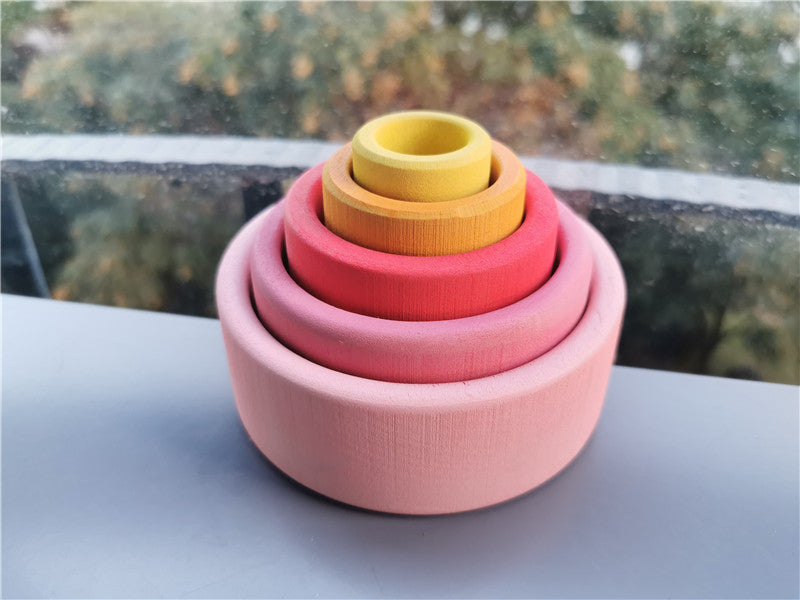 Rainbow blocks stacking bowl