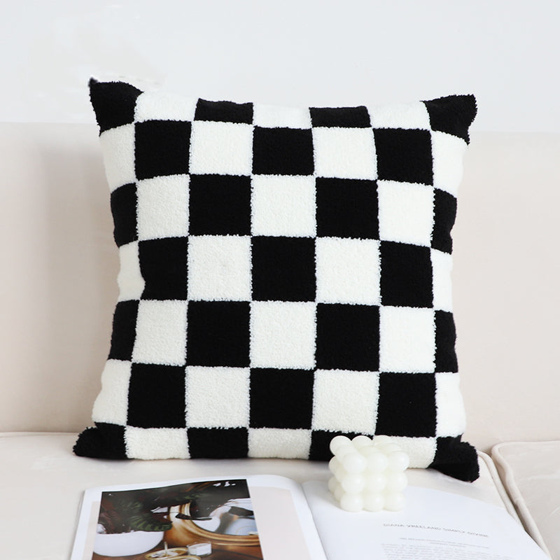 Black And White Simple Checkerboard Pillow Living Room Sofa