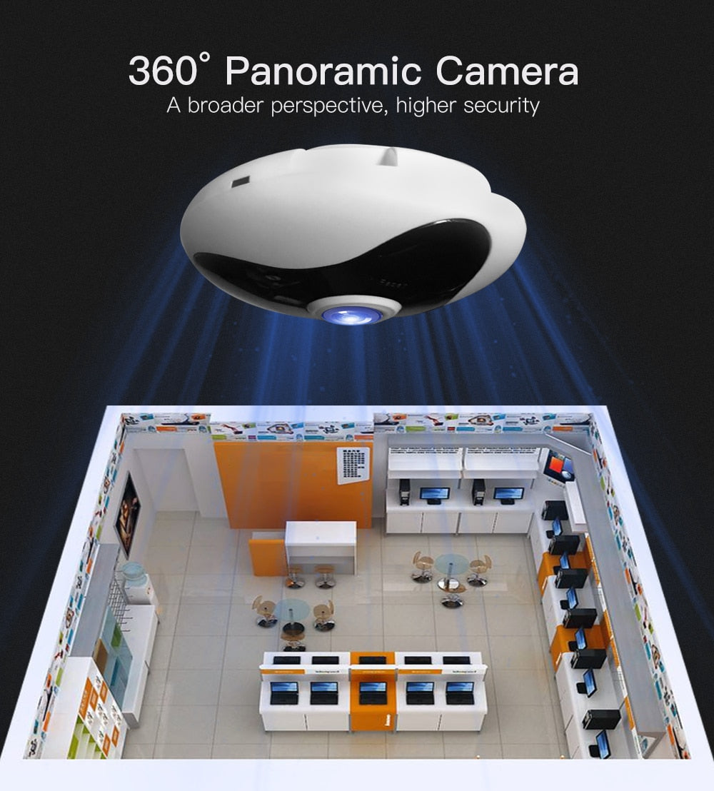 Wireless Panoramic Camera 960P Fisheye IP Camera WiFi Home Security IR Motion Sensor Two Way Audio 360 Degree Full View