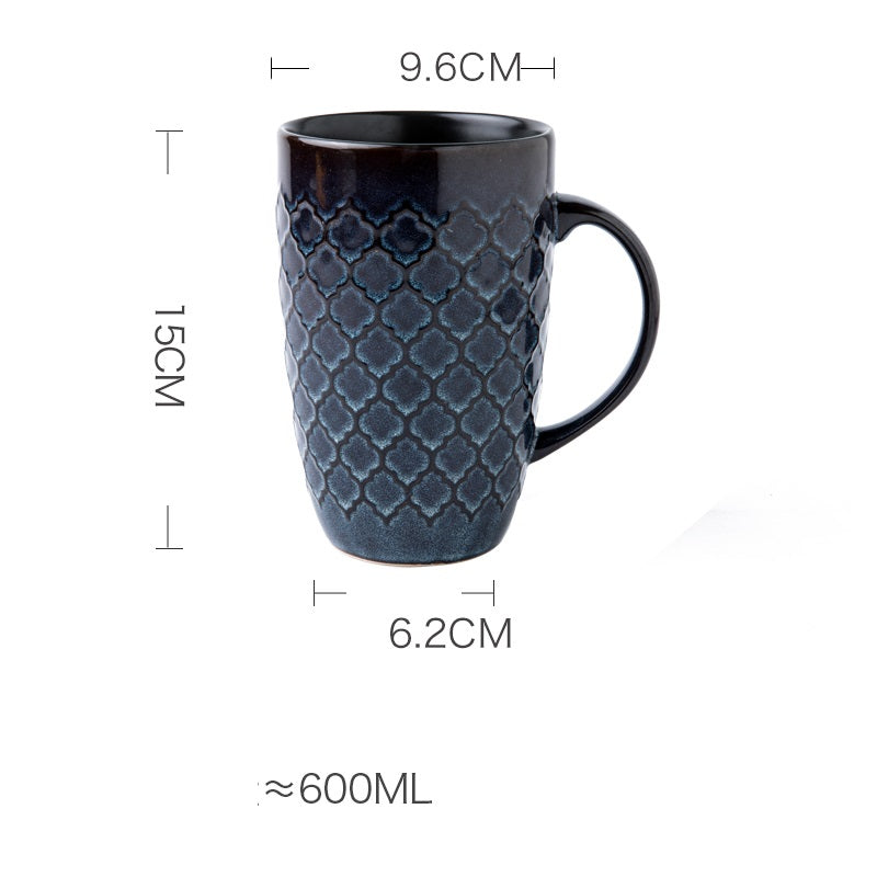 Relief Retro Kiln Variable Glaze Ceramic Large Capacity Mug