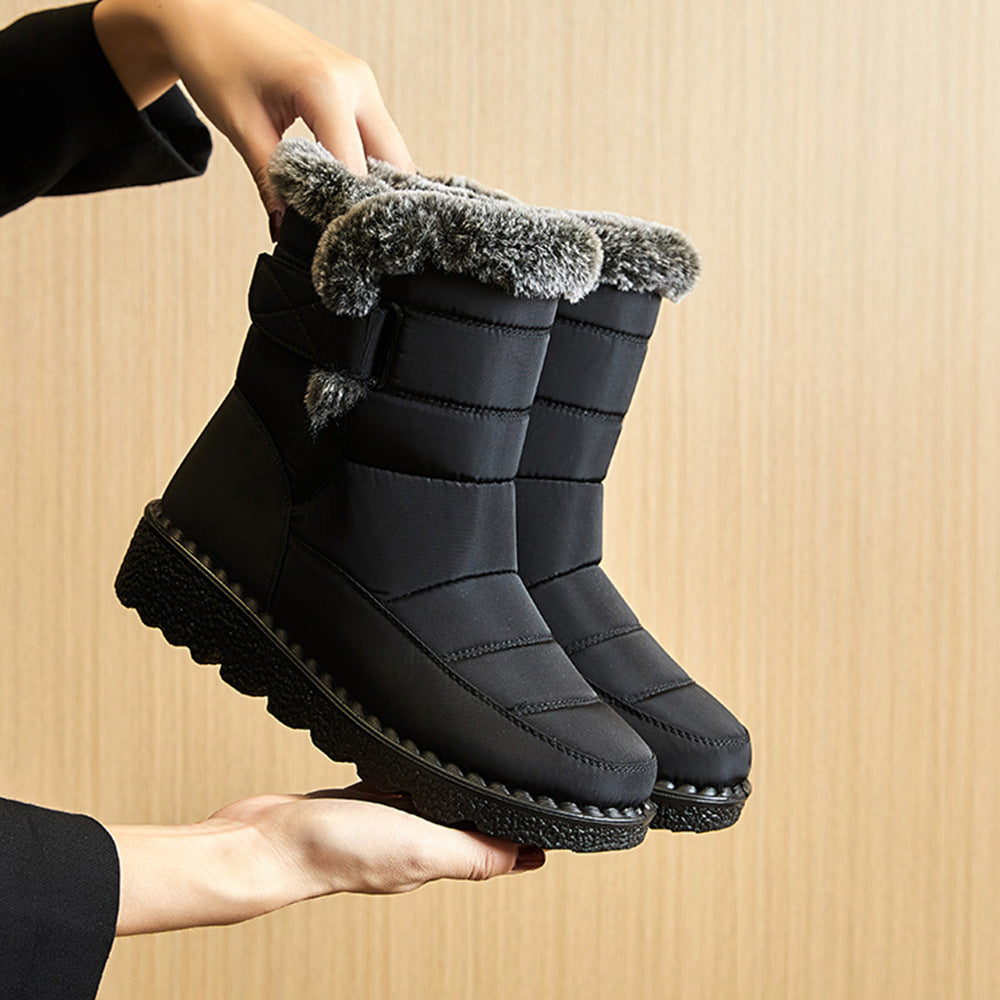 Winter Snow Boots Warm Plush Platform Boots Waterproof Velcro Shoes