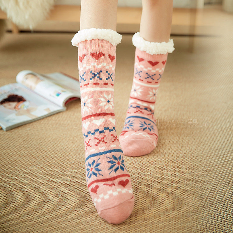 Casual Plus Velvet Mid-tube Ladies Snow Slippers Carpet Socks