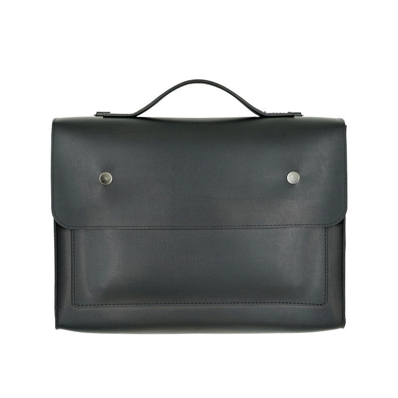 Simple Solid Color Leather Large Capacity Laptop Bag