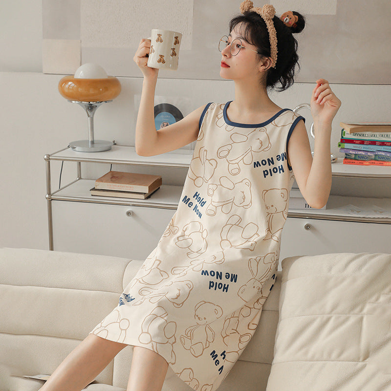 Women's Summer Sleeveless Vest Cotton Loose Dress