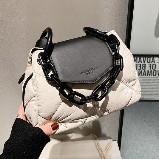 Kawaii Tote Bag 2022 Hit Winter PU Leather Padded Quilted Women's Designer Handbag Luxury Brand Chain Shoulder Crossbody Bags