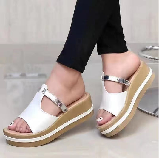 Platform Fish Mouth Wedge Sandals And Slippers