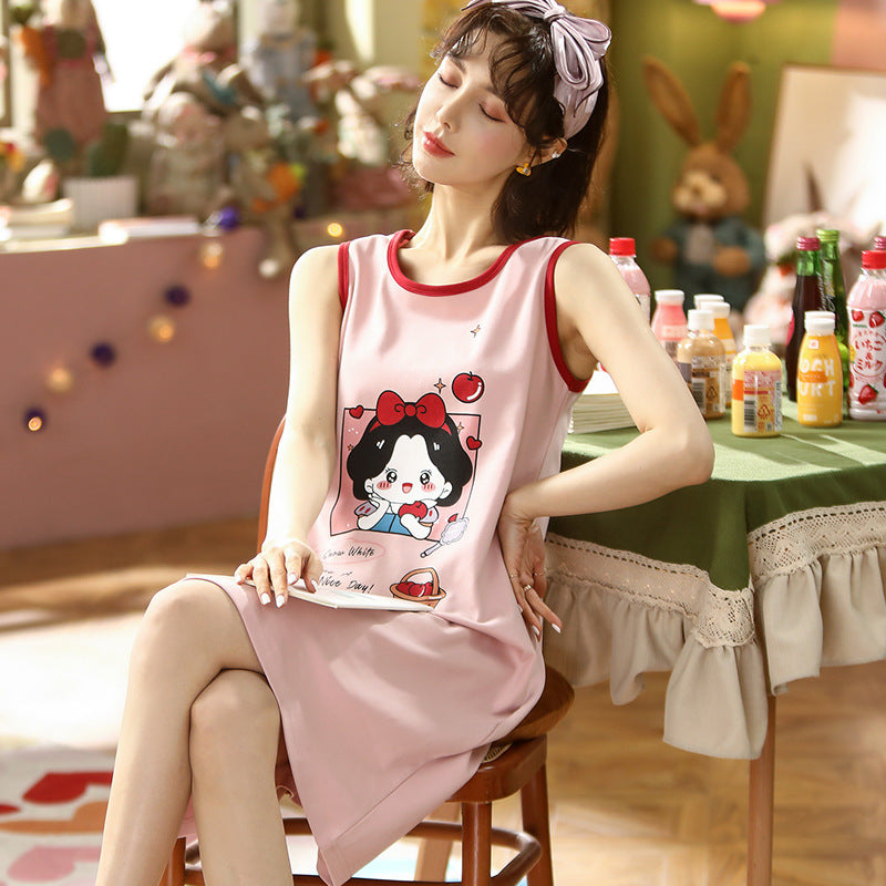 Women's Summer Sleeveless Vest Cotton Loose Dress