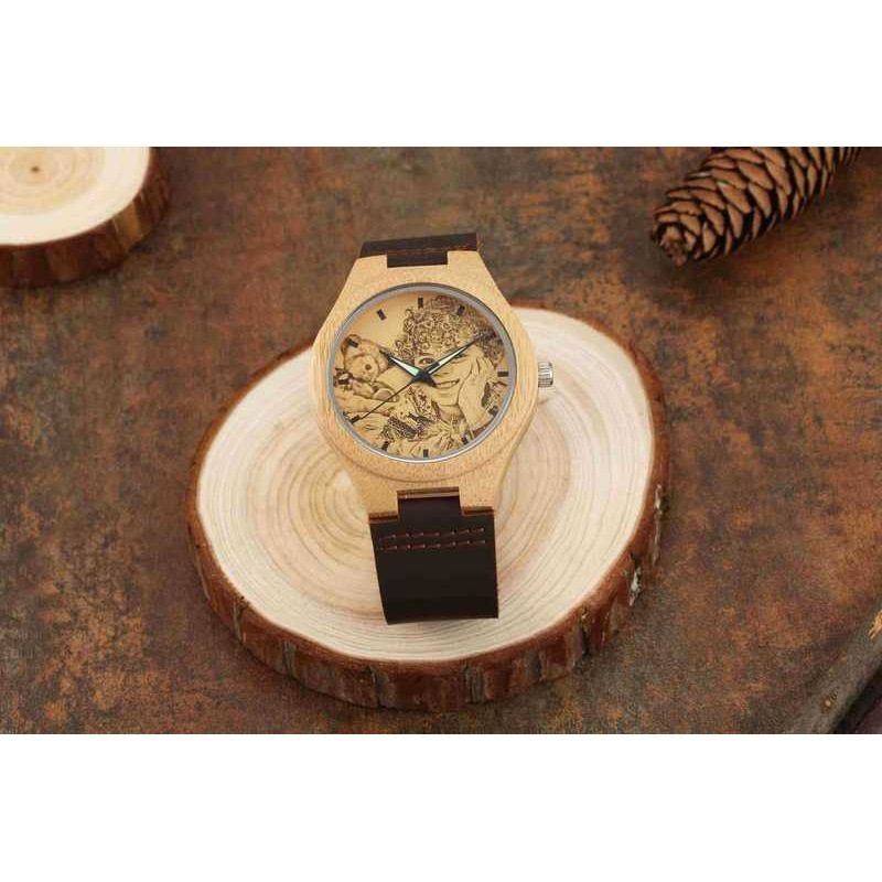 Personalized Custom Photo Wooden Watch Dark Brown Watch