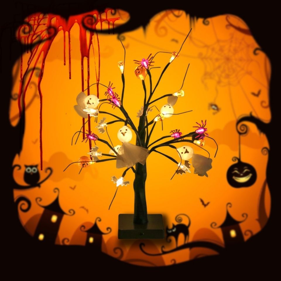 Halloween Festival Pumpkin Spider Ghost Tree Lights