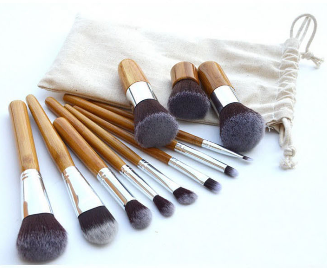 Bamboo Handle Makeup Brush Bamboo Pole Makeup Brushes Suit Bamboo Pole With Sack Top Quality