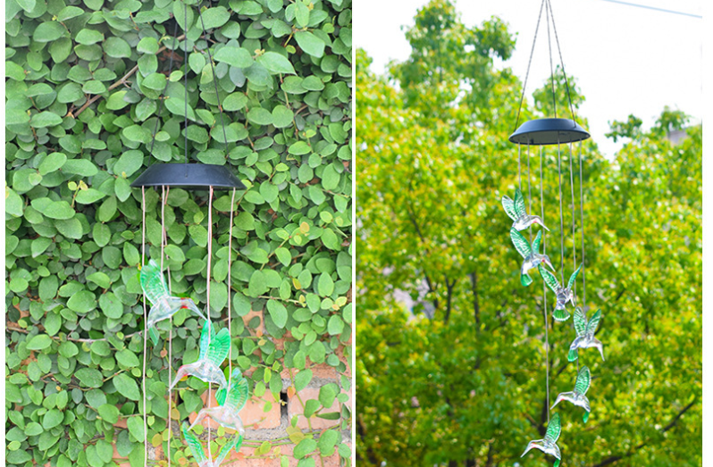 Color Changing Solar Power Wind Chime Crystal