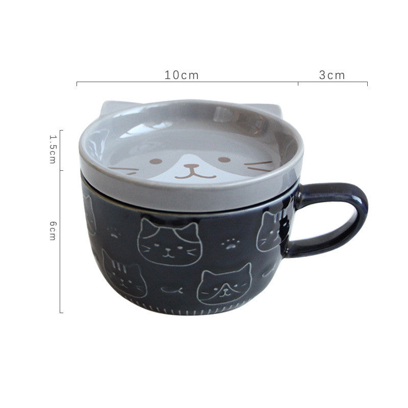 Japanese Ceramic Cartoon Cat Mugs Cute Breakfast Cup Creative