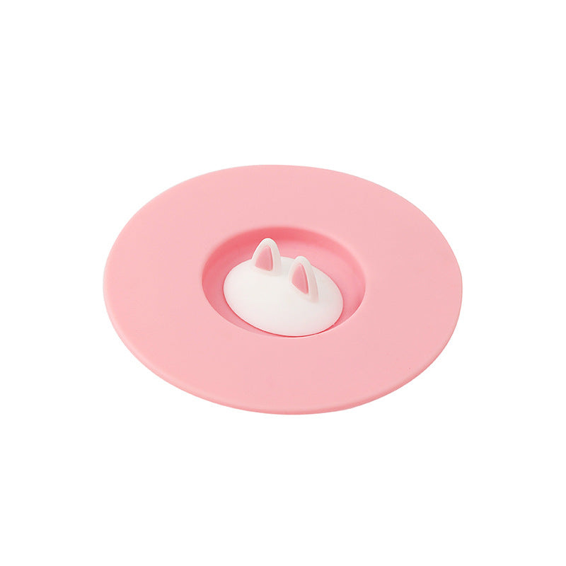 Cartoon Cute Cat Ear Silicone Sealing Lid Leakproof Dustproof Cup