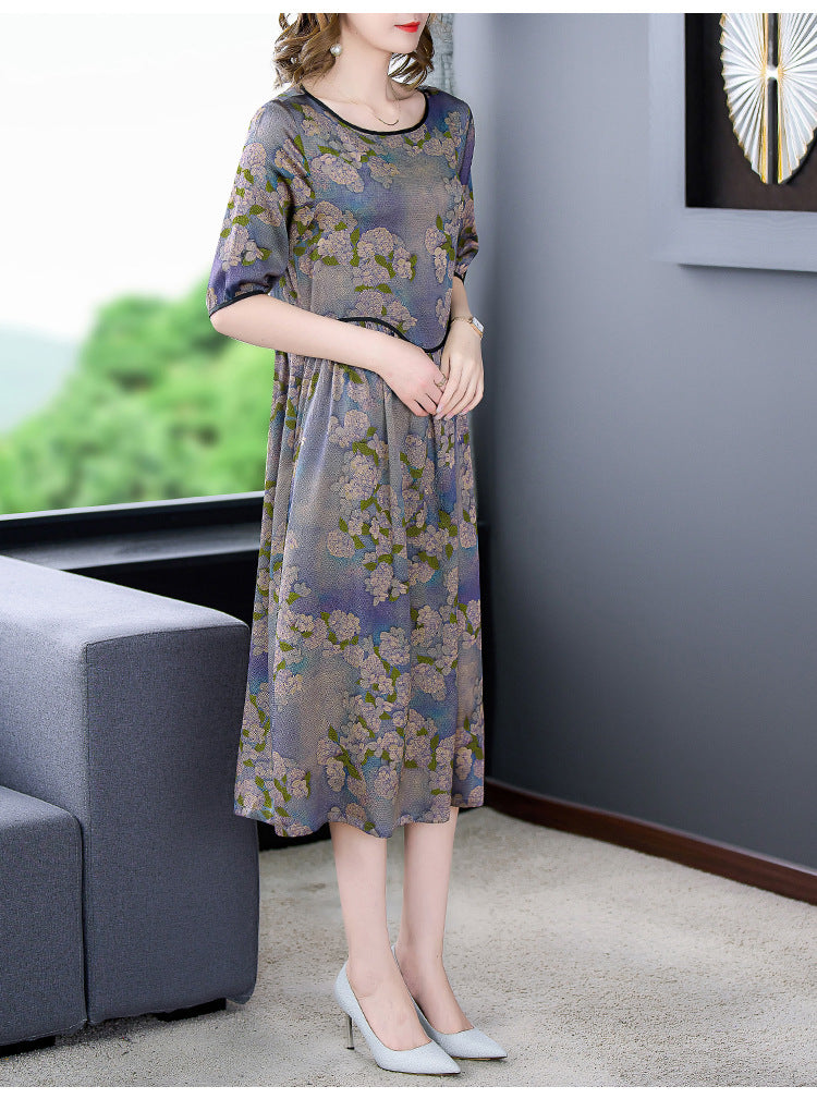 Fashion And Personality Silk Dress With Print